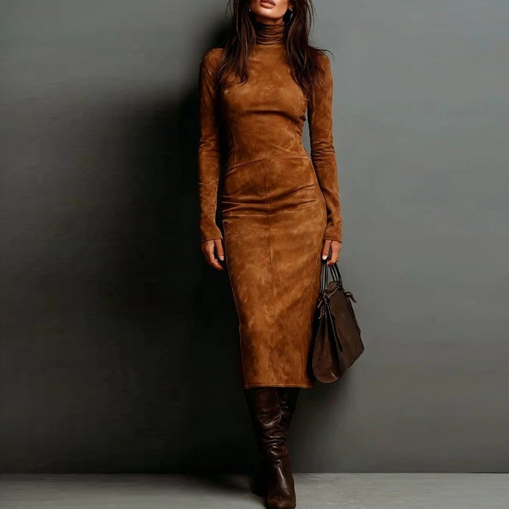 Turtleneck Long-sleeved Dress Slim-fitting Bodycon Long Dresses 6 Turtleneck Long-sleeved Dress Slim-fitting Bodycon Long Dresses - Image 6