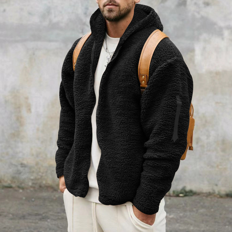Plush Hooded Jacket Fleece Double-sided With Zipper Loose Casual Jacket 4 Plush Hooded Jacket Fleece Double-sided With Zipper Loose Casual Jacket - Image 4