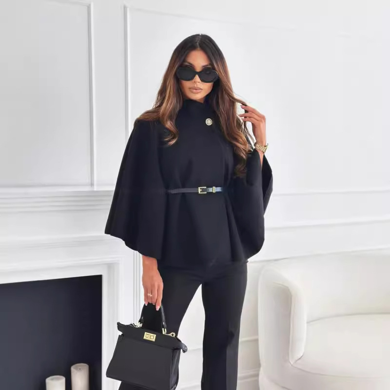 Top With Belt Jacket Woolen Sweater Outwear 3 Top With Belt Jacket Woolen Sweater Outwear - Image 3