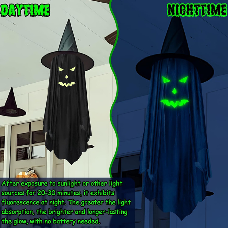Halloween Ghost Festival Party Luminous Wizard Hat Ghost Pendant 2 Halloween Ghost Festival Party Luminous Wizard Hat Ghost Pendant - Image 2
