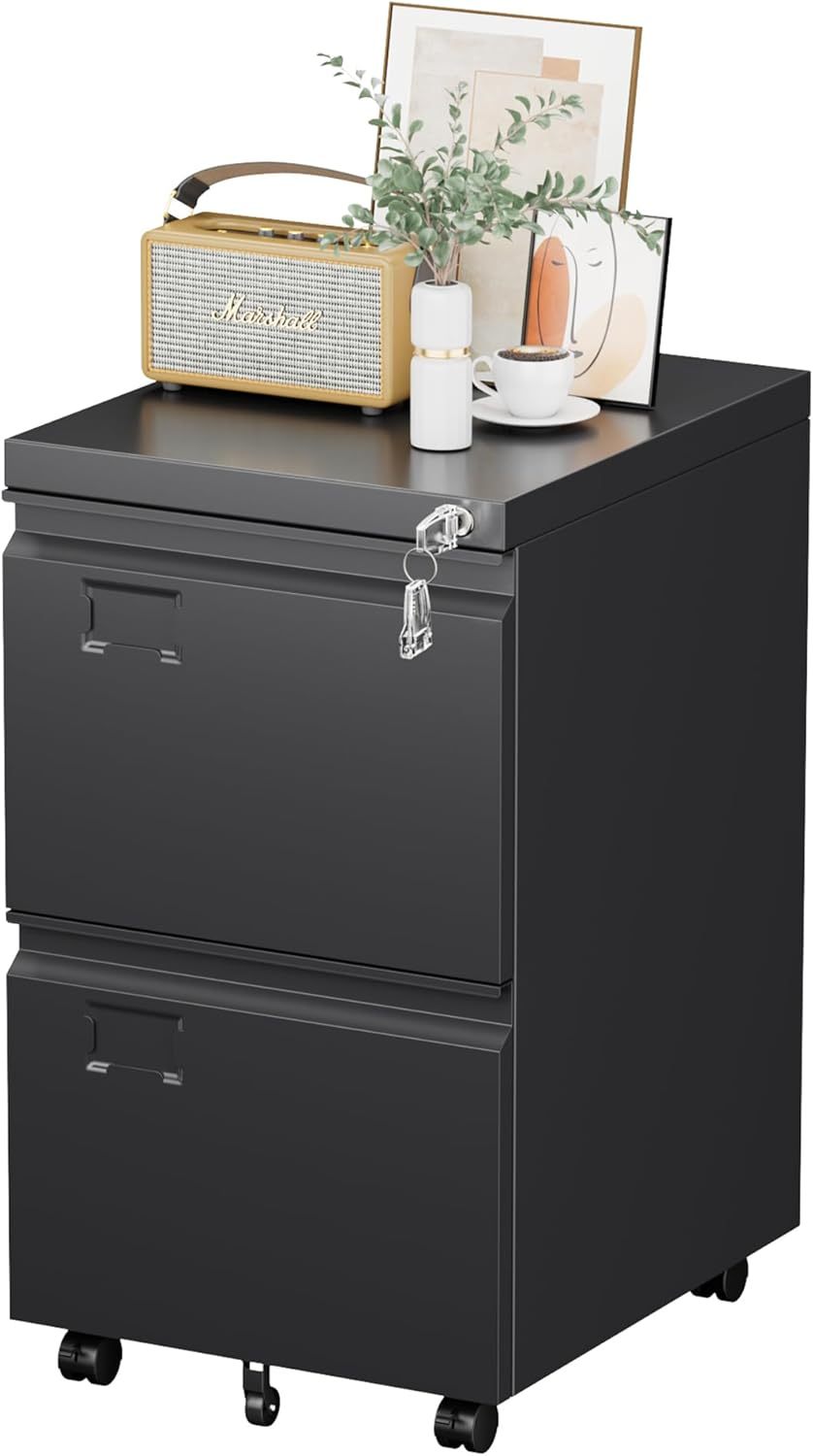 2 Drawer Mobile File Cabinet, Metal Under Desk Cabinet With Lock 9 2 Drawer Mobile File Cabinet, Metal Under Desk Cabinet With Lock - Image 9