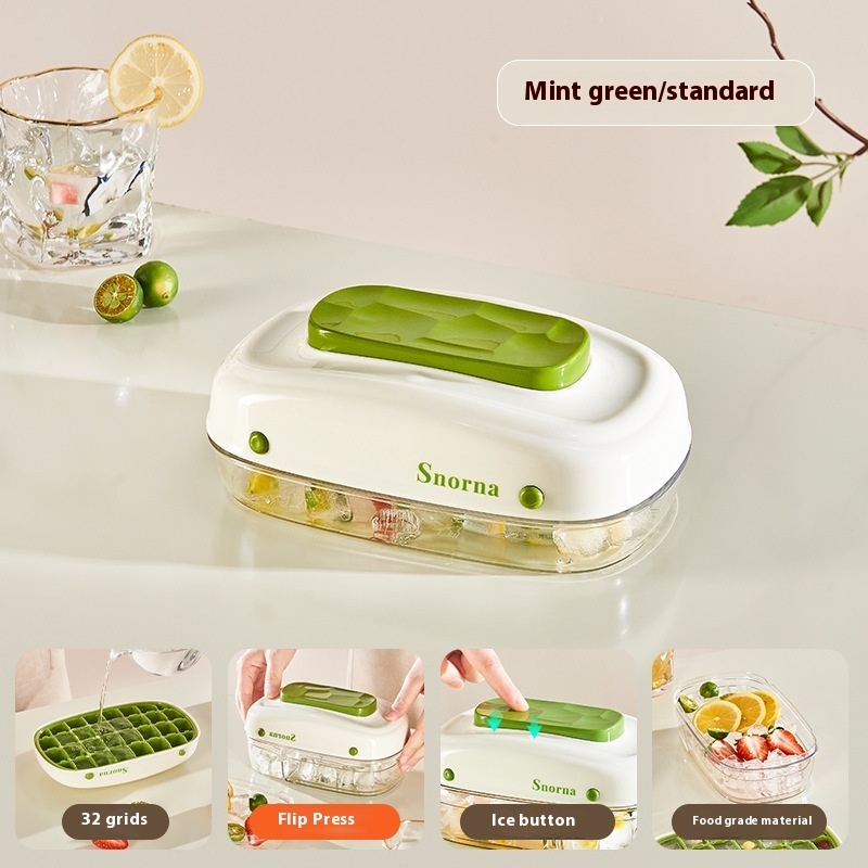 32 Grids Ice Tray Mold Box With Lid Plastic Ice Storage Box 2 32 Grids Ice Tray Mold Box With Lid Plastic Ice Storage Box - Image 2