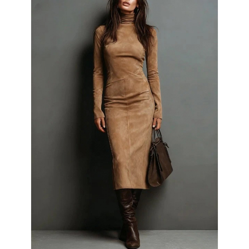 Turtleneck Long-sleeved Dress Slim-fitting Bodycon Long Dresses 8 Turtleneck Long-sleeved Dress Slim-fitting Bodycon Long Dresses - Image 8