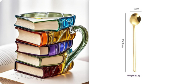 Book Shaped Glass Mug Coffee Tea Cup 6 Book Shaped Glass Mug Coffee Tea Cup - Image 6