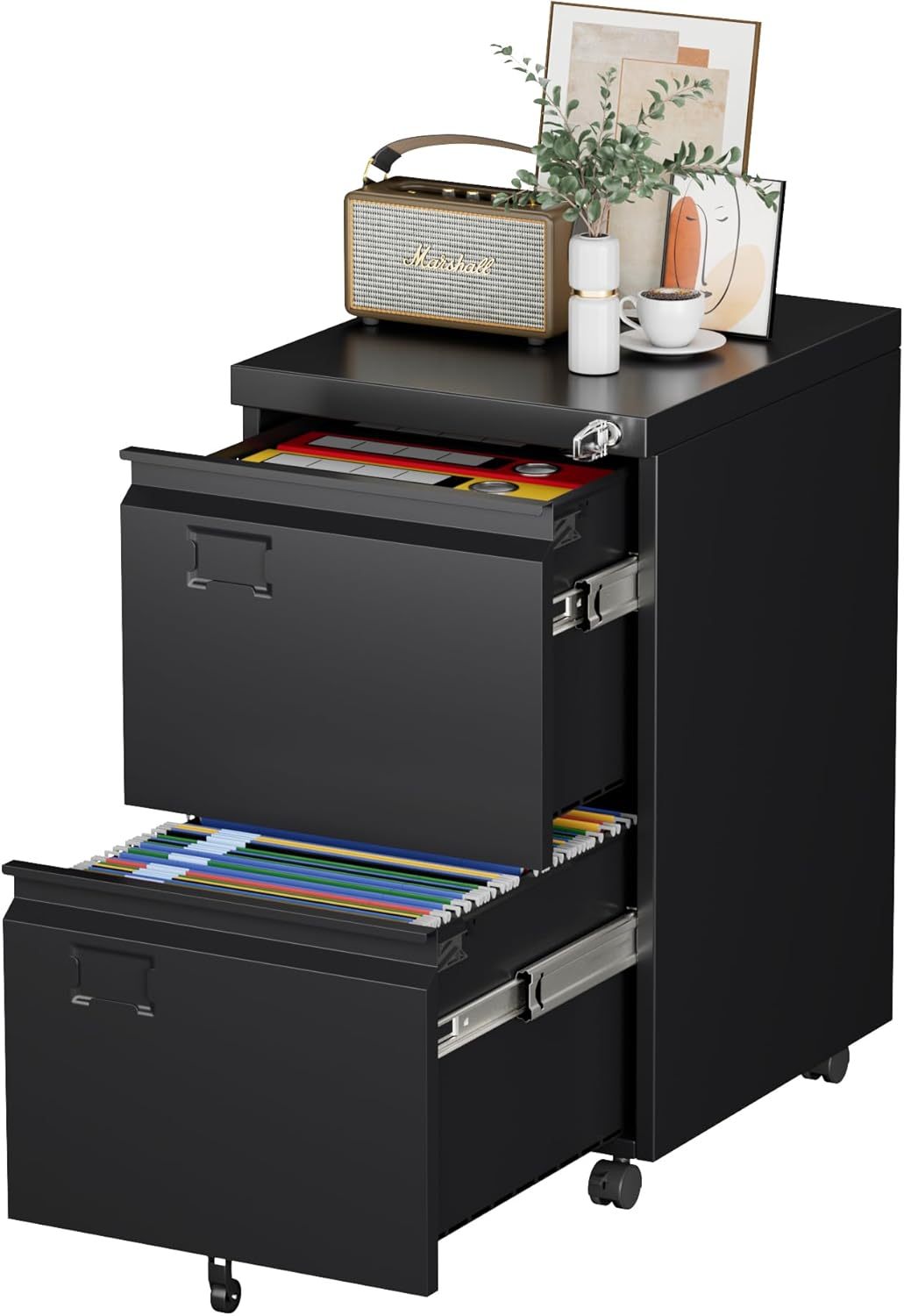2 Drawer Mobile File Cabinet, Metal Under Desk Cabinet With Lock 1 2 Drawer Mobile File Cabinet, Metal Under Desk Cabinet With Lock