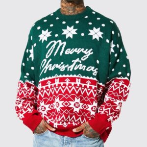 Knitted Jacquard Loose Round Neck Pullover Sweater