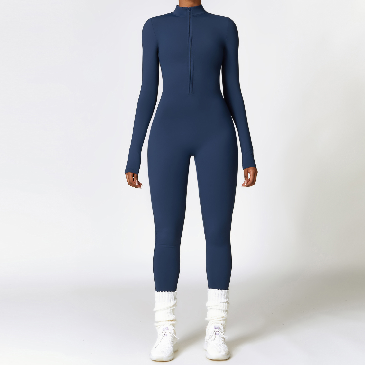 Warm Zipper Yoga Fitness Sports Long-sleeved Jumpsuit 2 Warm Zipper Yoga Fitness Sports Long-sleeved Jumpsuit - Image 2