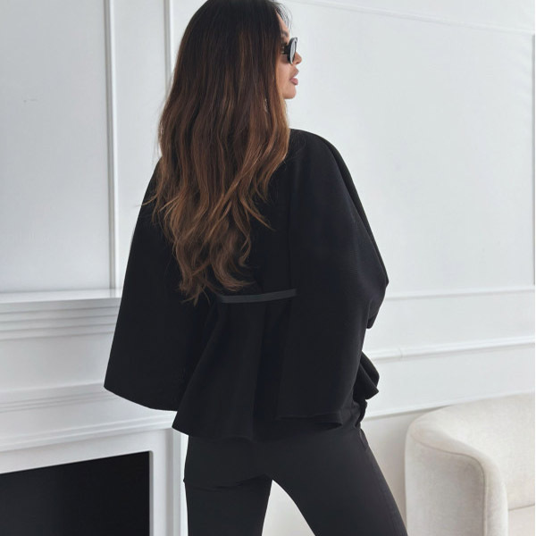 Top With Belt Jacket Woolen Sweater Outwear 2 Top With Belt Jacket Woolen Sweater Outwear - Image 2