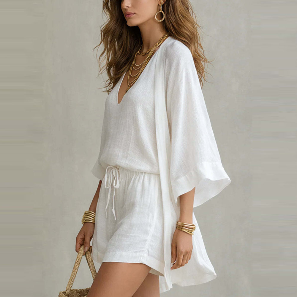 3pcs Suits Mid-length Cardigan Sleeveless Vest And Shorts Set Women's Casual Three-piece Outfit For Daily Wear 8 3pcs Suits Mid-length Cardigan Sleeveless Vest And Shorts Set Women's Casual Three-piece Outfit For Daily Wear - Image 8