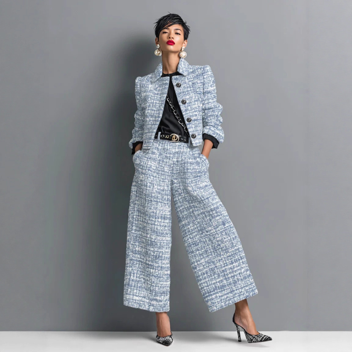 Lapel Slim-fit Pants Set 4 Lapel Slim-fit Pants Set - Image 4