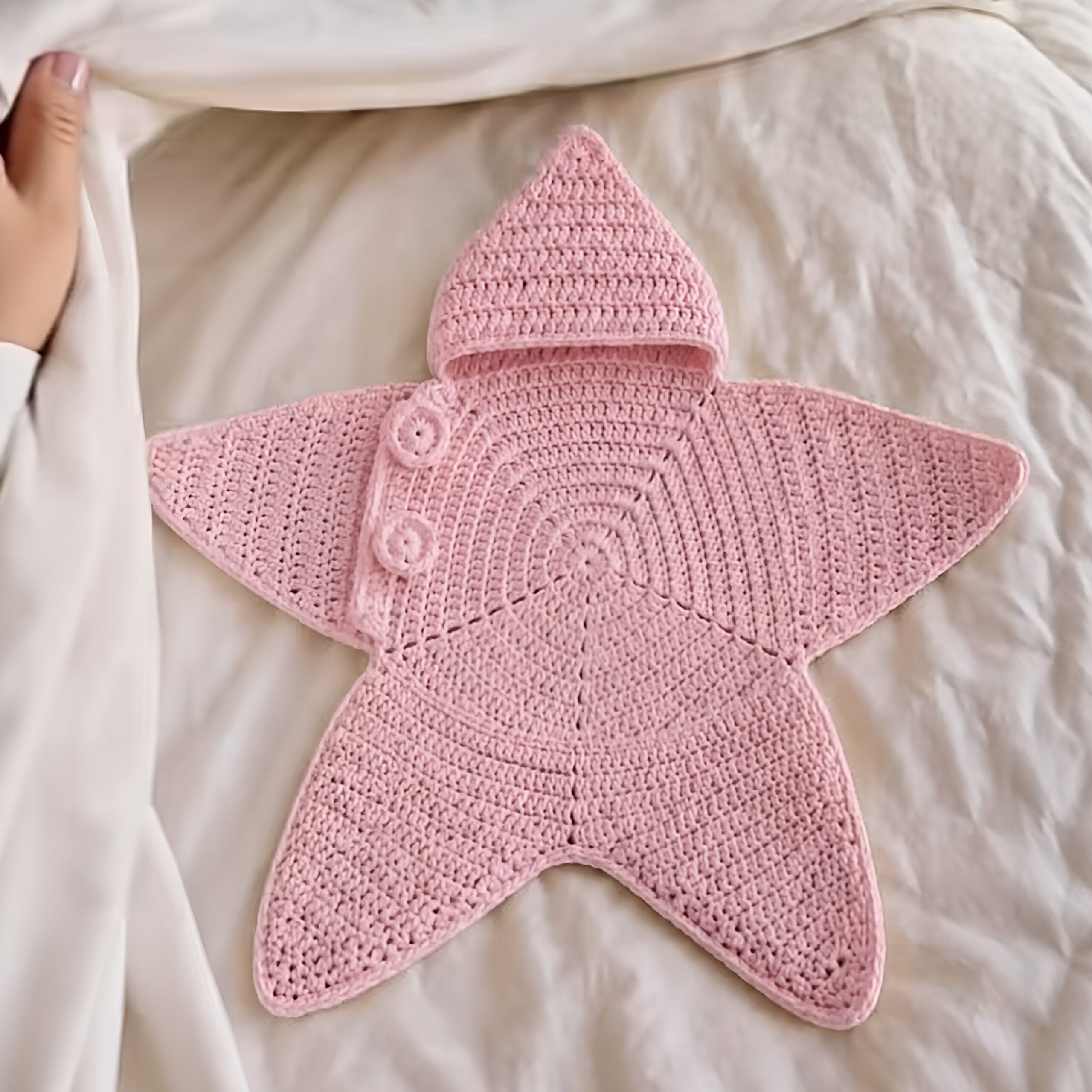 Crocheted Star-shaped Bodysuit Starfish Baby Sleeping Bag Hooded Romper Jumpsuit 2 Crocheted Star-shaped Bodysuit Starfish Baby Sleeping Bag Hooded Romper Jumpsuit - Image 2
