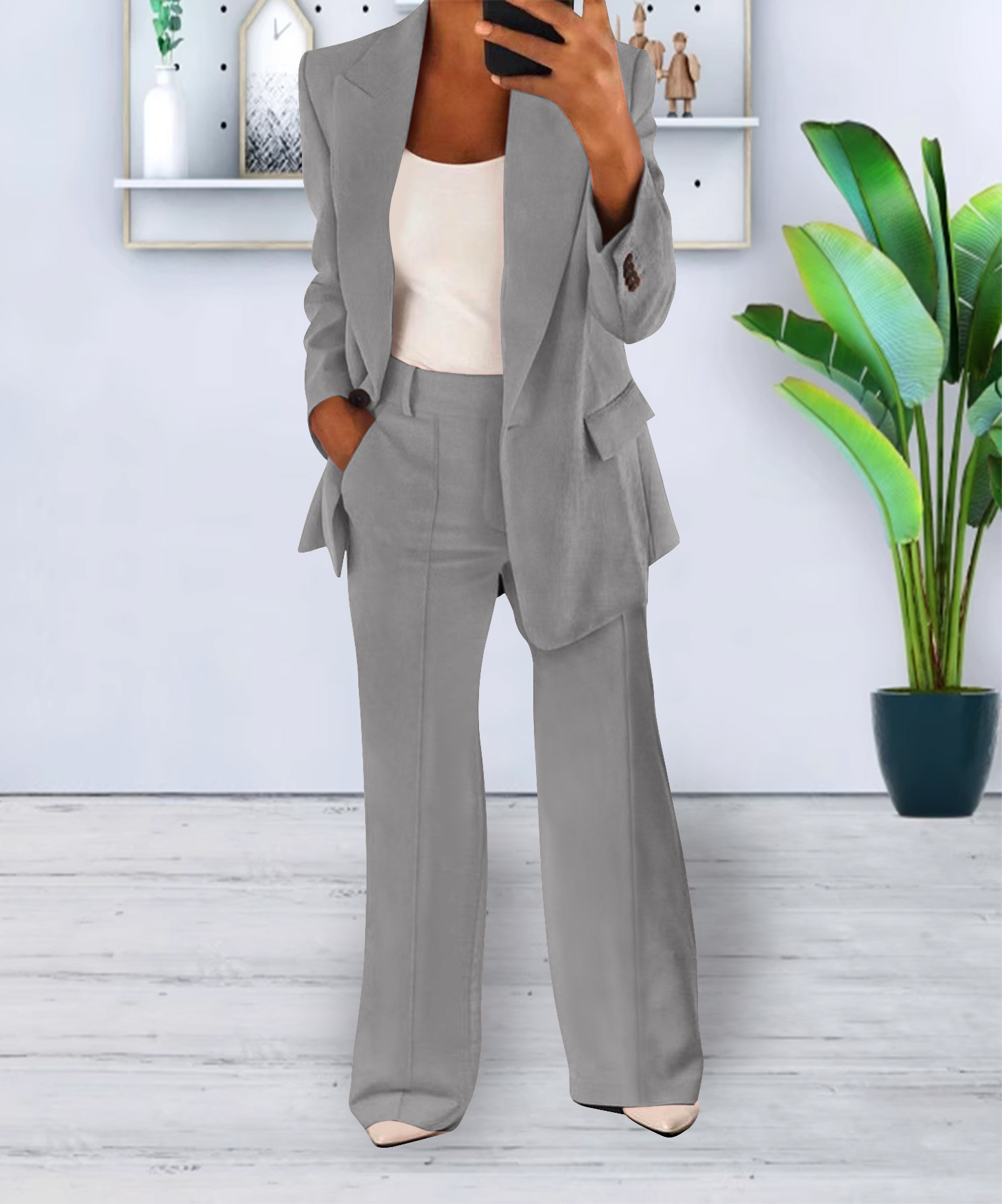 Women's Casual Blazer Suit Jacket And Pants 8 Women's Casual Blazer Suit Jacket And Pants - Image 8