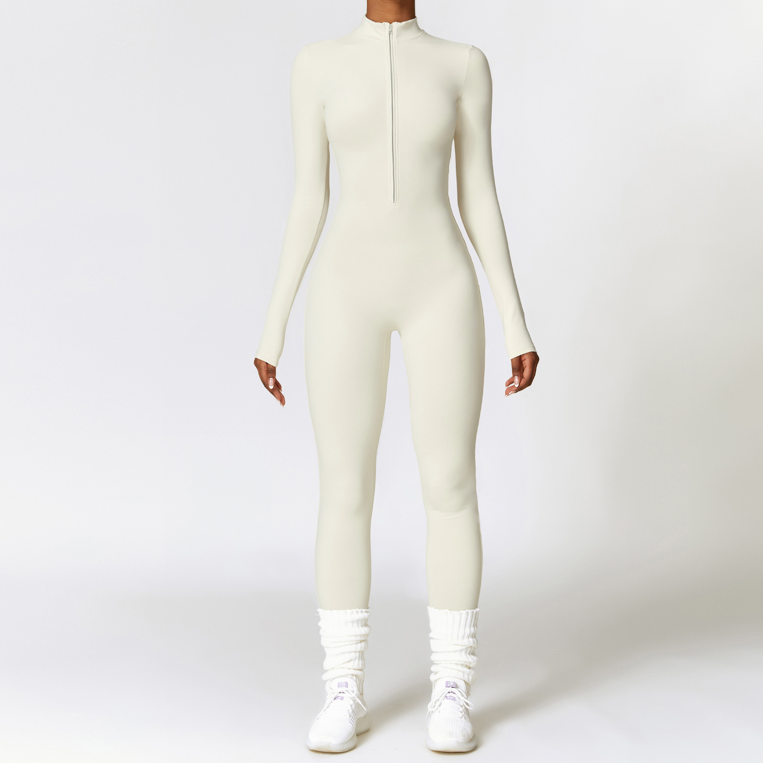 Warm Zipper Yoga Fitness Sports Long-sleeved Jumpsuit 3 Warm Zipper Yoga Fitness Sports Long-sleeved Jumpsuit - Image 3