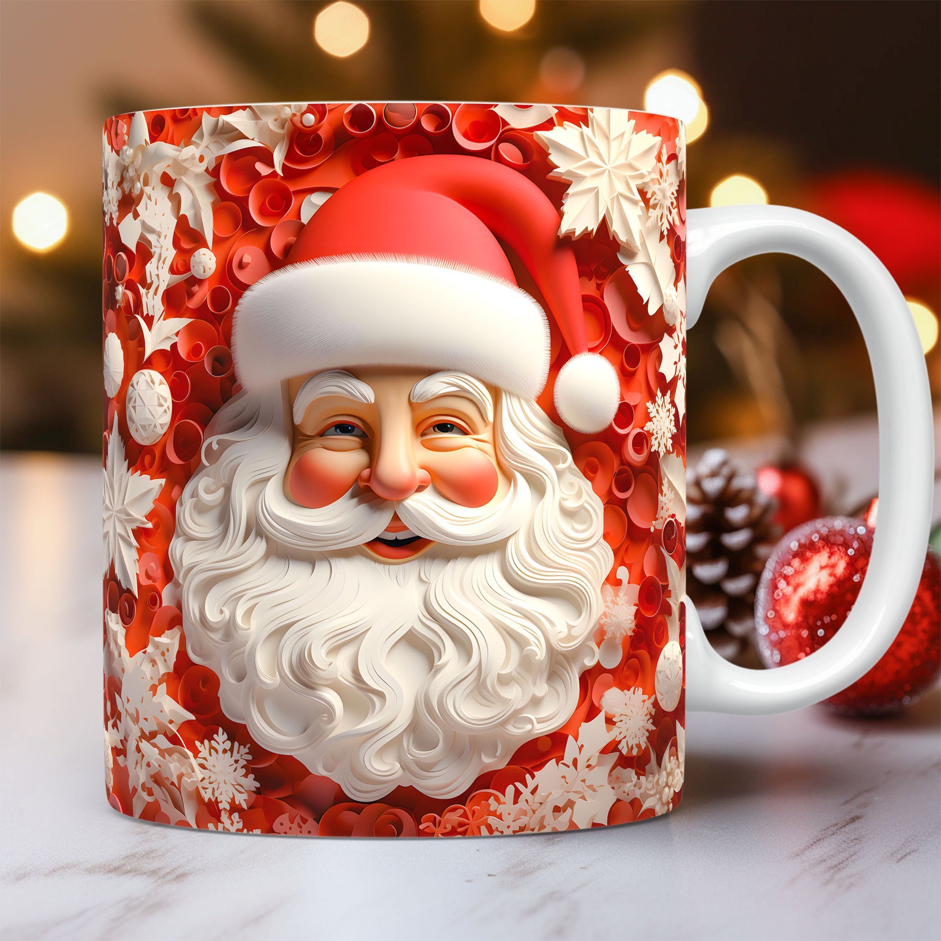 3D Christmas Ceramic Mug Snowman Santa Space Design 5 3D Christmas Ceramic Mug Snowman Santa Space Design - Image 5