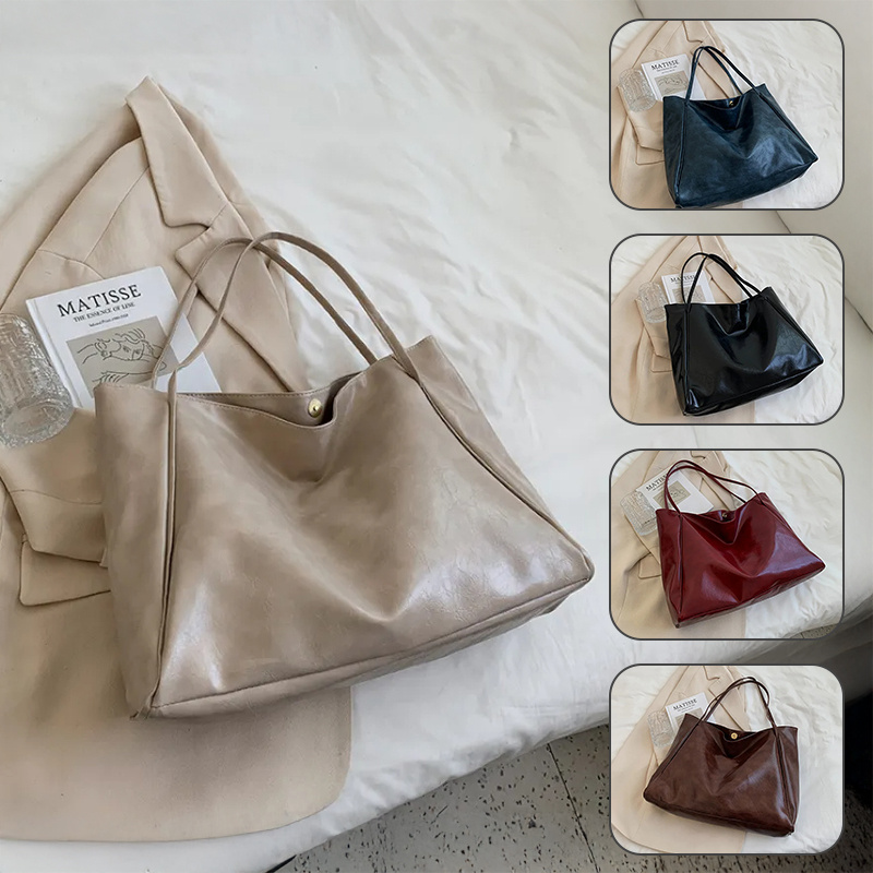 Large Capacity Soft Leather Retro Casual Shoulder Handbag 4 Large Capacity Soft Leather Retro Casual Shoulder Handbag - Image 4