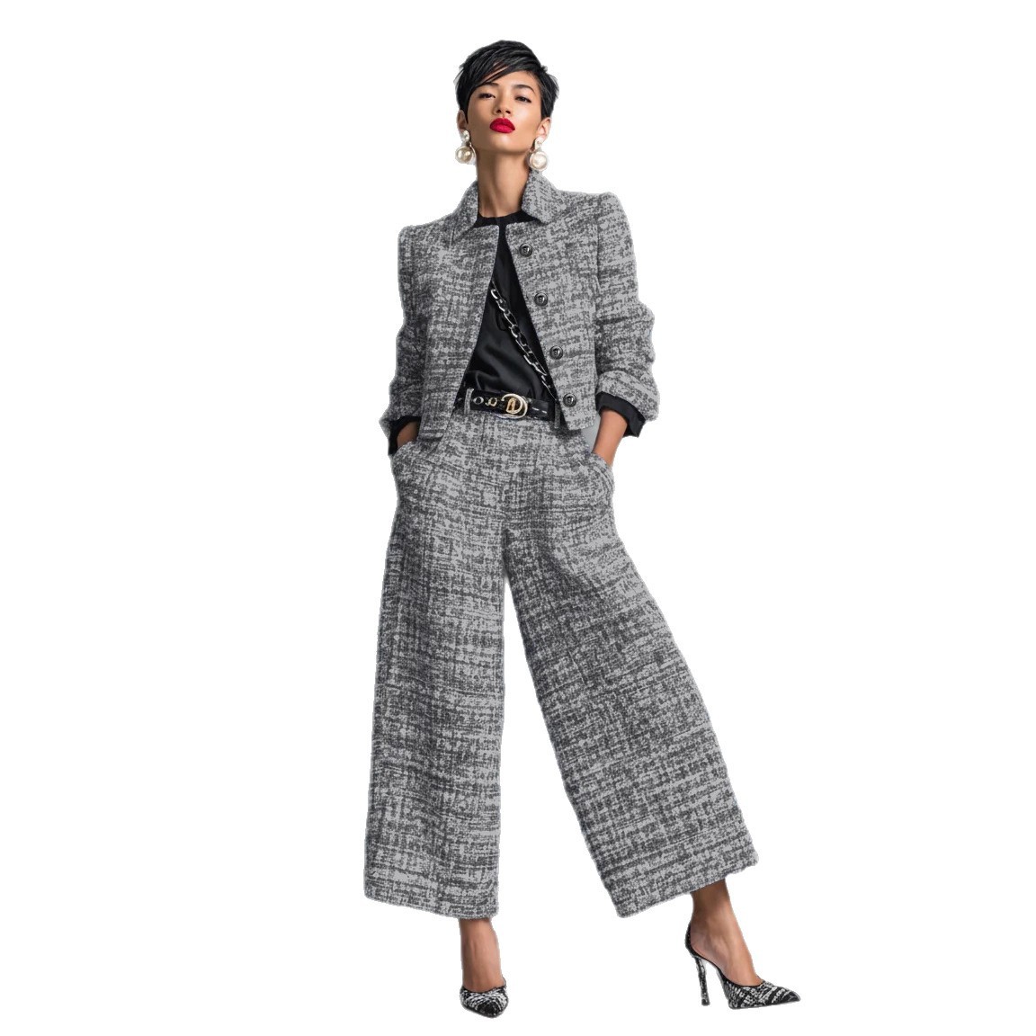 Lapel Slim-fit Pants Set 5 Lapel Slim-fit Pants Set - Image 5