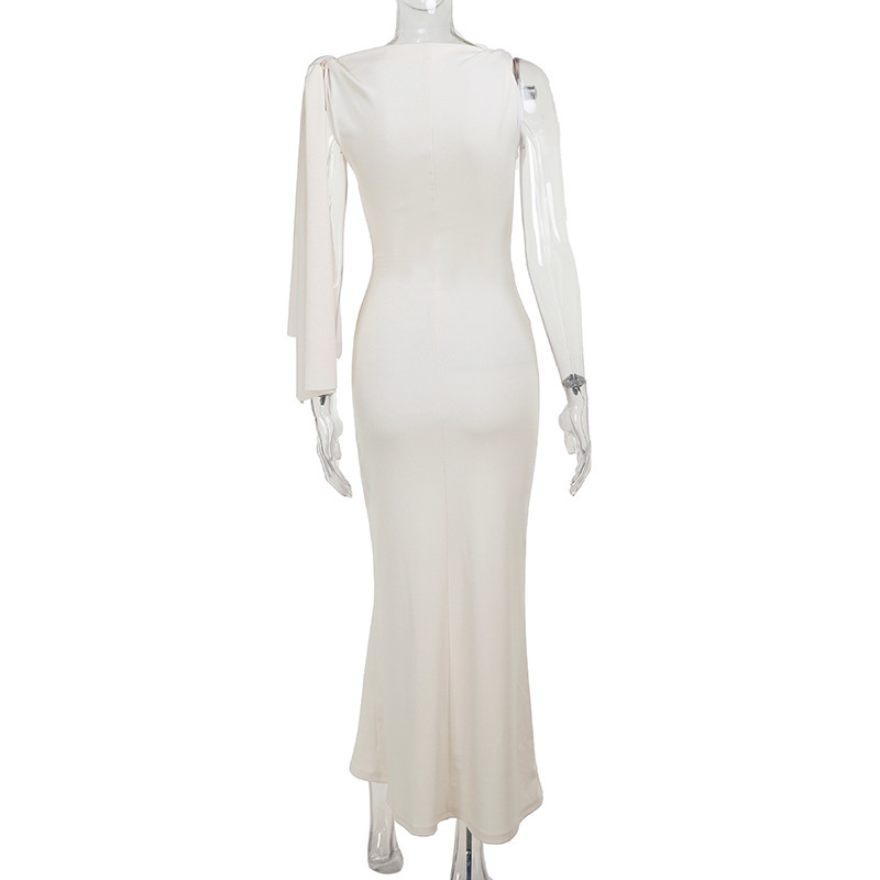 One-shoulder Ribbon Long Dress Ins Fashion Slim Sleeveless Dress 10 One-shoulder Ribbon Long Dress Ins Fashion Slim Sleeveless Dress - Image 10