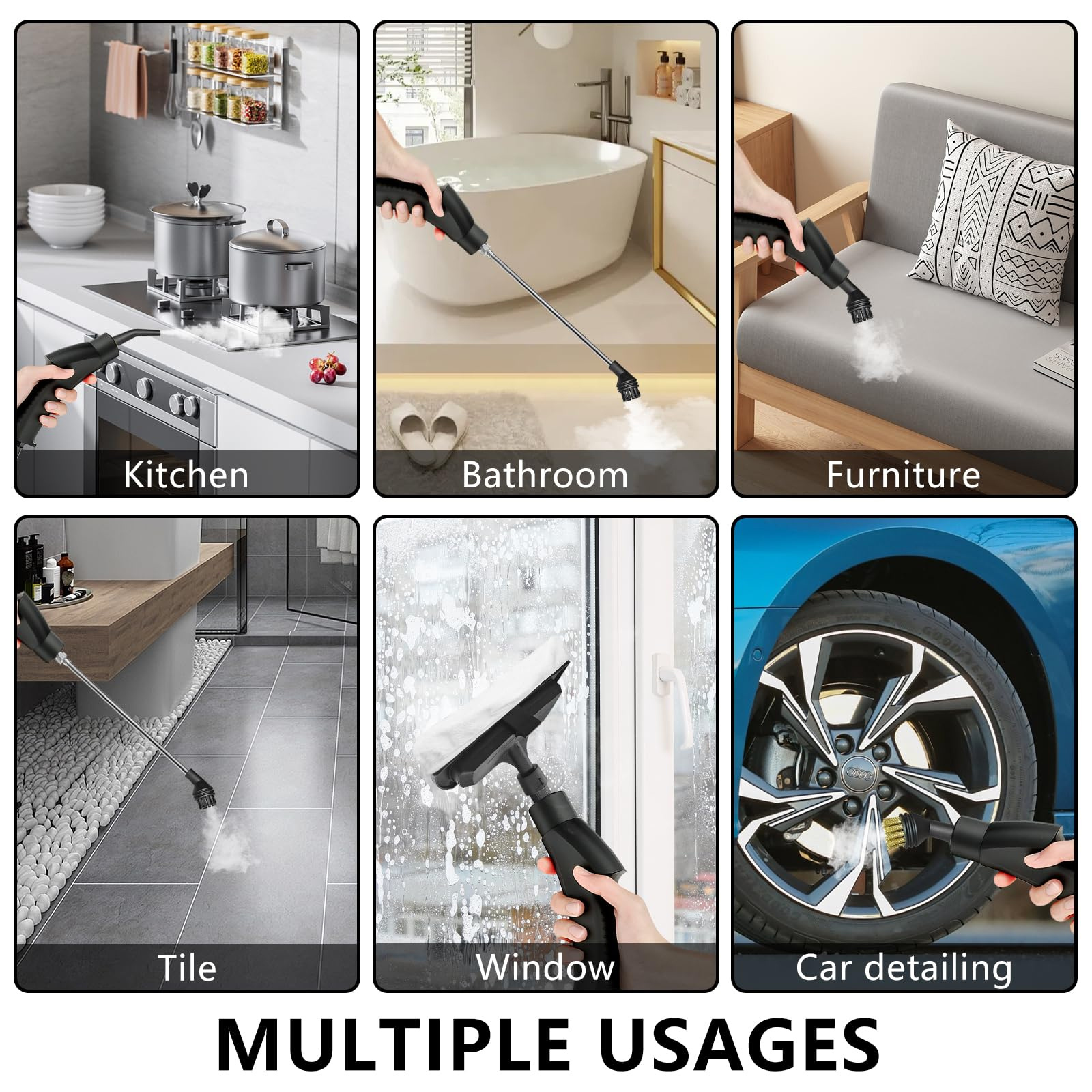 Handheld Steam Cleaner, 2500W Pressurized Steam Cleaner With 1.2L Water Tank And 12 Attachments 4 Handheld Steam Cleaner, 2500W Pressurized Steam Cleaner With 1.2L Water Tank And 12 Attachments - Image 4