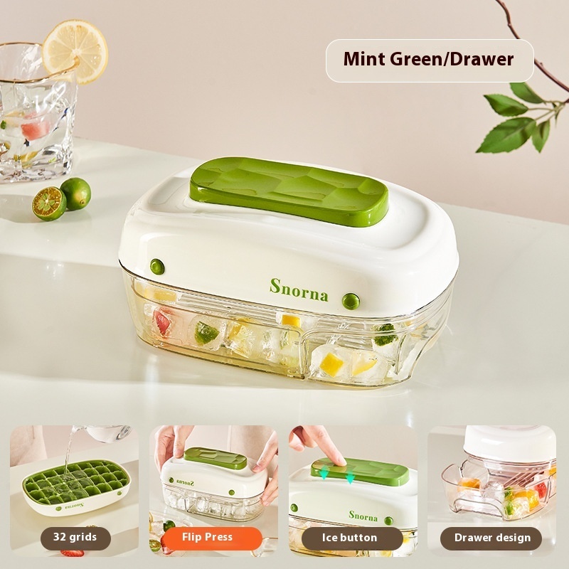 32 Grids Ice Tray Mold Box With Lid Plastic Ice Storage Box 4 32 Grids Ice Tray Mold Box With Lid Plastic Ice Storage Box - Image 4