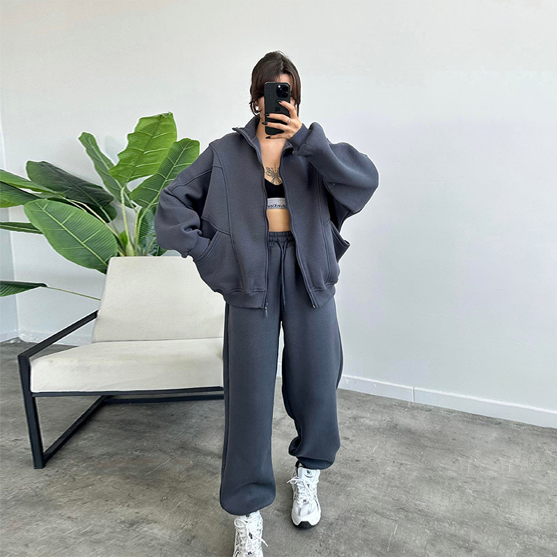 Sports Suit With Pockets Zipper Cardigan And Drawstring Trouser 9 Sports Suit With Pockets Zipper Cardigan And Drawstring Trouser - Image 9