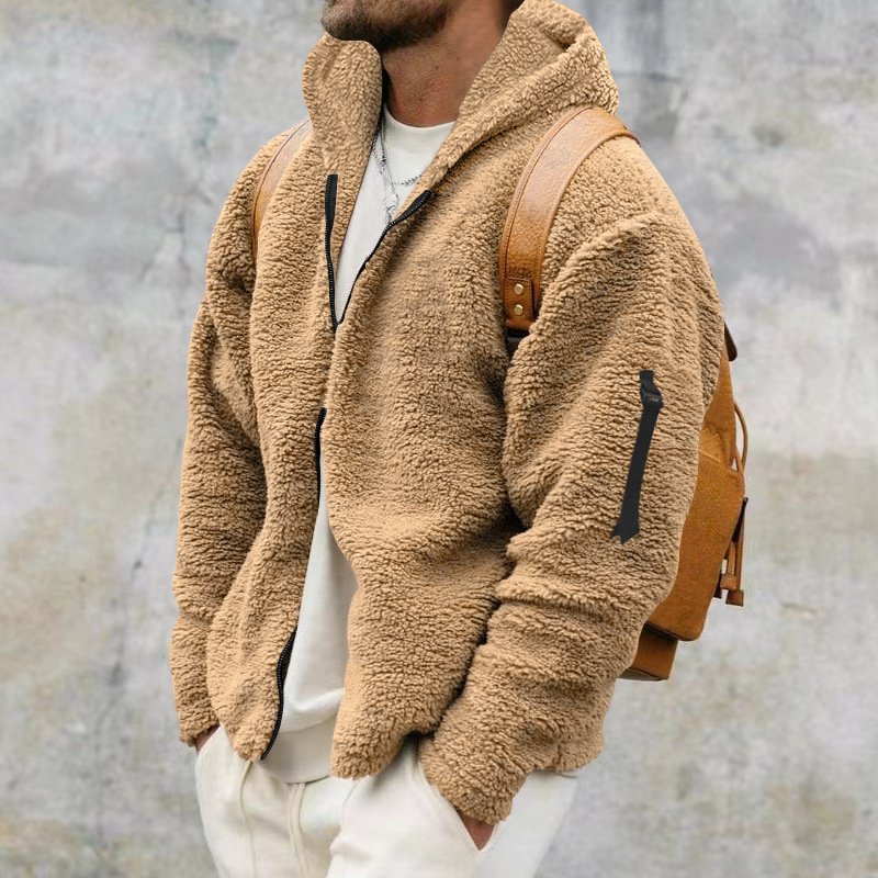Plush Hooded Jacket Fleece Double-sided With Zipper Loose Casual Jacket 7 Plush Hooded Jacket Fleece Double-sided With Zipper Loose Casual Jacket - Image 7