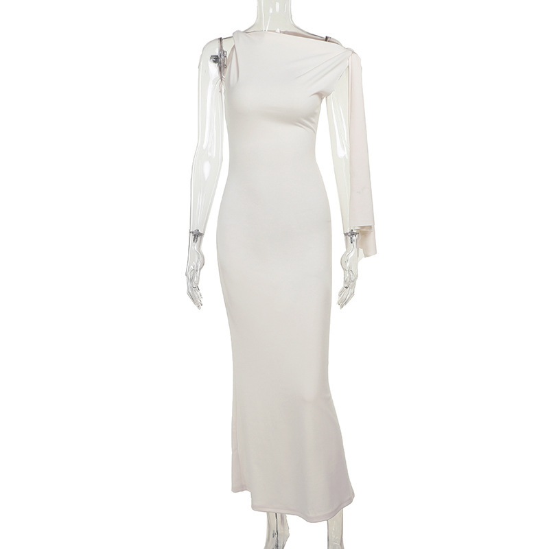 One-shoulder Ribbon Long Dress Ins Fashion Slim Sleeveless Dress 9 One-shoulder Ribbon Long Dress Ins Fashion Slim Sleeveless Dress - Image 9