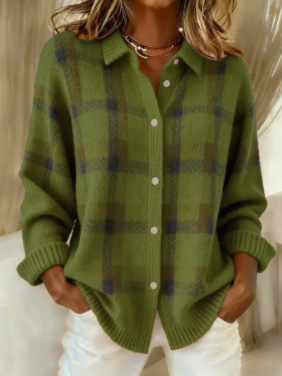 Winter Plaid Sweater Long Sleeve Button Down 8 Winter Plaid Sweater Long Sleeve Button Down - Image 8