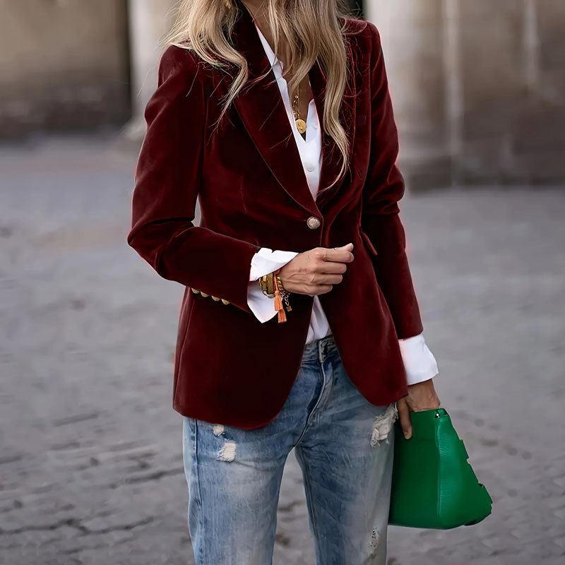 Velvet Lapel Casual Suit Single-breasted Jacket 8 Velvet Lapel Casual Suit Single-breasted Jacket - Image 8