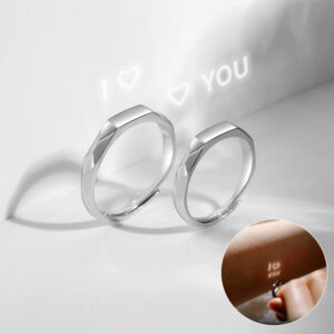S925 Sterling Silver Rings By Light Reflect Show Surprise Love Pattern Surface Hidden Letters