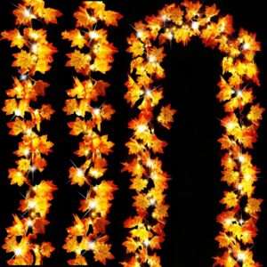 3 Pack Halloween Fall Decor 30Ft Fall Garland With Lights 60LED