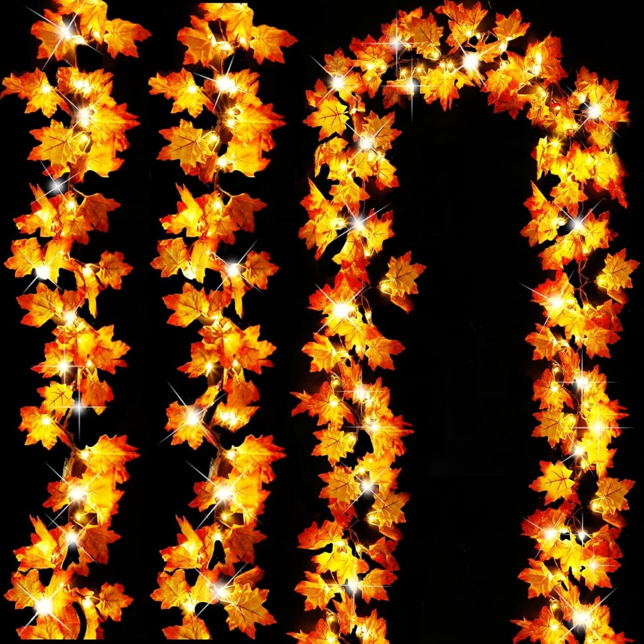 3 Pack Halloween Fall Decor 30Ft Fall Garland With Lights 60LED 1 3 Pack Halloween Fall Decor 30Ft Fall Garland With Lights 60LED