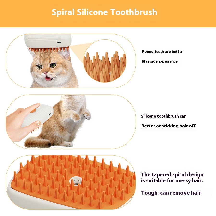 USB Rechargeable Pets Steam Brush Spray Massage Comb 3 USB Rechargeable Pets Steam Brush Spray Massage Comb - Image 3