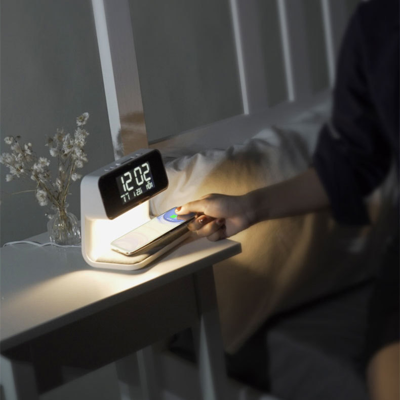 Creative 3 In 1 Bedside Lamp Wireless Charging LCD Screen Alarm Clock Wireless Phone Charger 10 Creative 3 In 1 Bedside Lamp Wireless Charging LCD Screen Alarm Clock Wireless Phone Charger - Image 10
