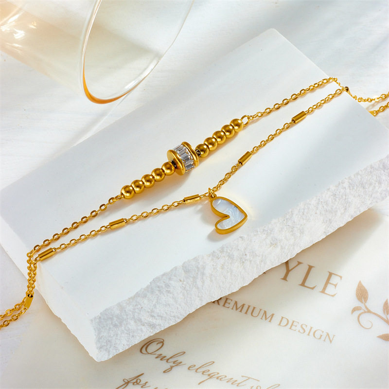 Double Layer Chain With Heart for Bracelet & Anklet 2 Double Layer Chain With Heart for Bracelet & Anklet - Image 2
