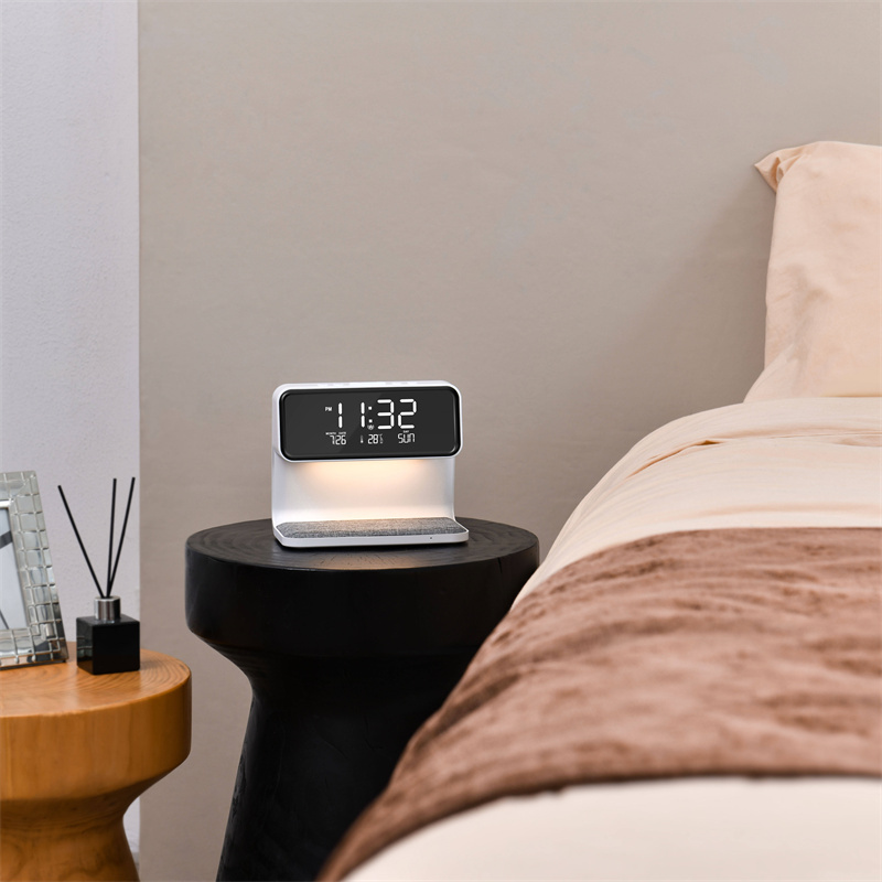 Creative 3 In 1 Bedside Lamp Wireless Charging LCD Screen Alarm Clock Wireless Phone Charger 7 Creative 3 In 1 Bedside Lamp Wireless Charging LCD Screen Alarm Clock Wireless Phone Charger - Image 7