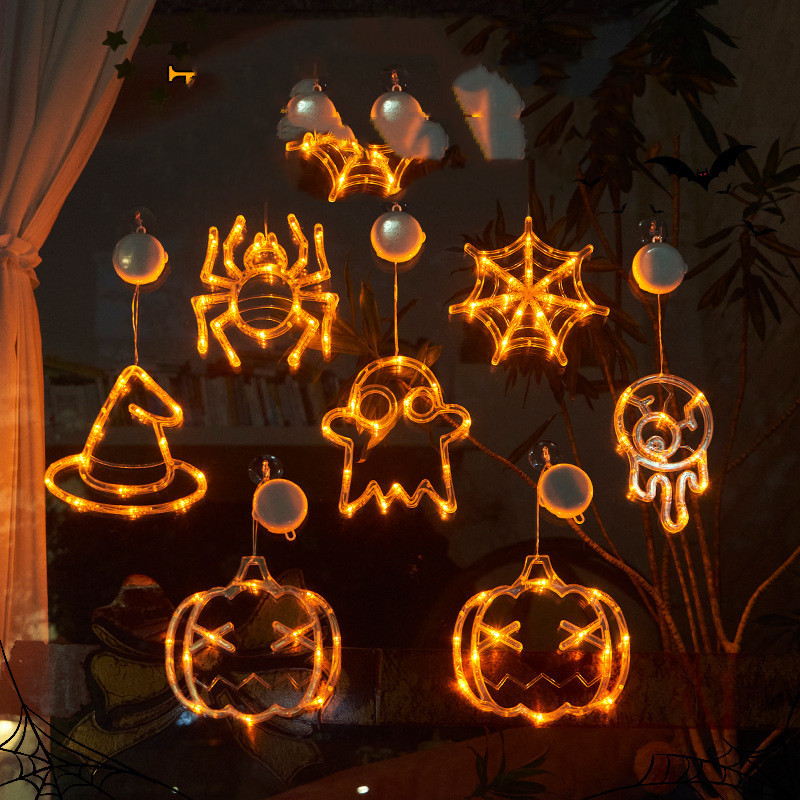 Halloween Window Hanging LED Lights Spider Pumpkin Hanging Ghost 6 Halloween Window Hanging LED Lights Spider Pumpkin Hanging Ghost - Image 6