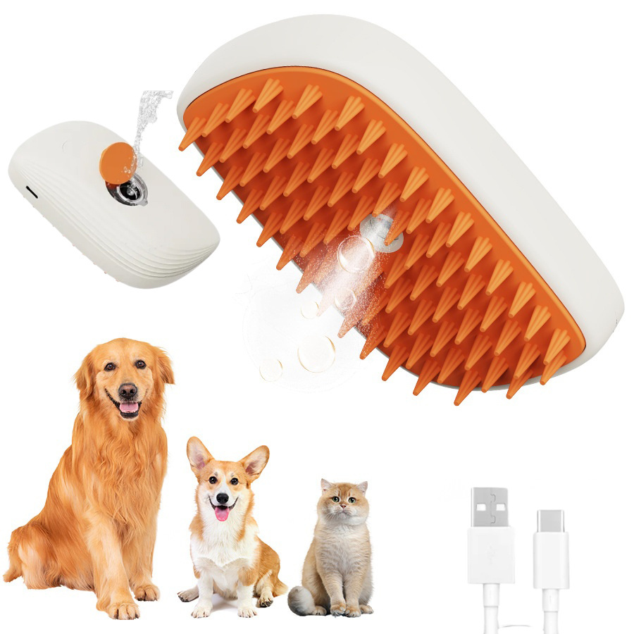 USB Rechargeable Pets Steam Brush Spray Massage Comb 1 USB Rechargeable Pets Steam Brush Spray Massage Comb