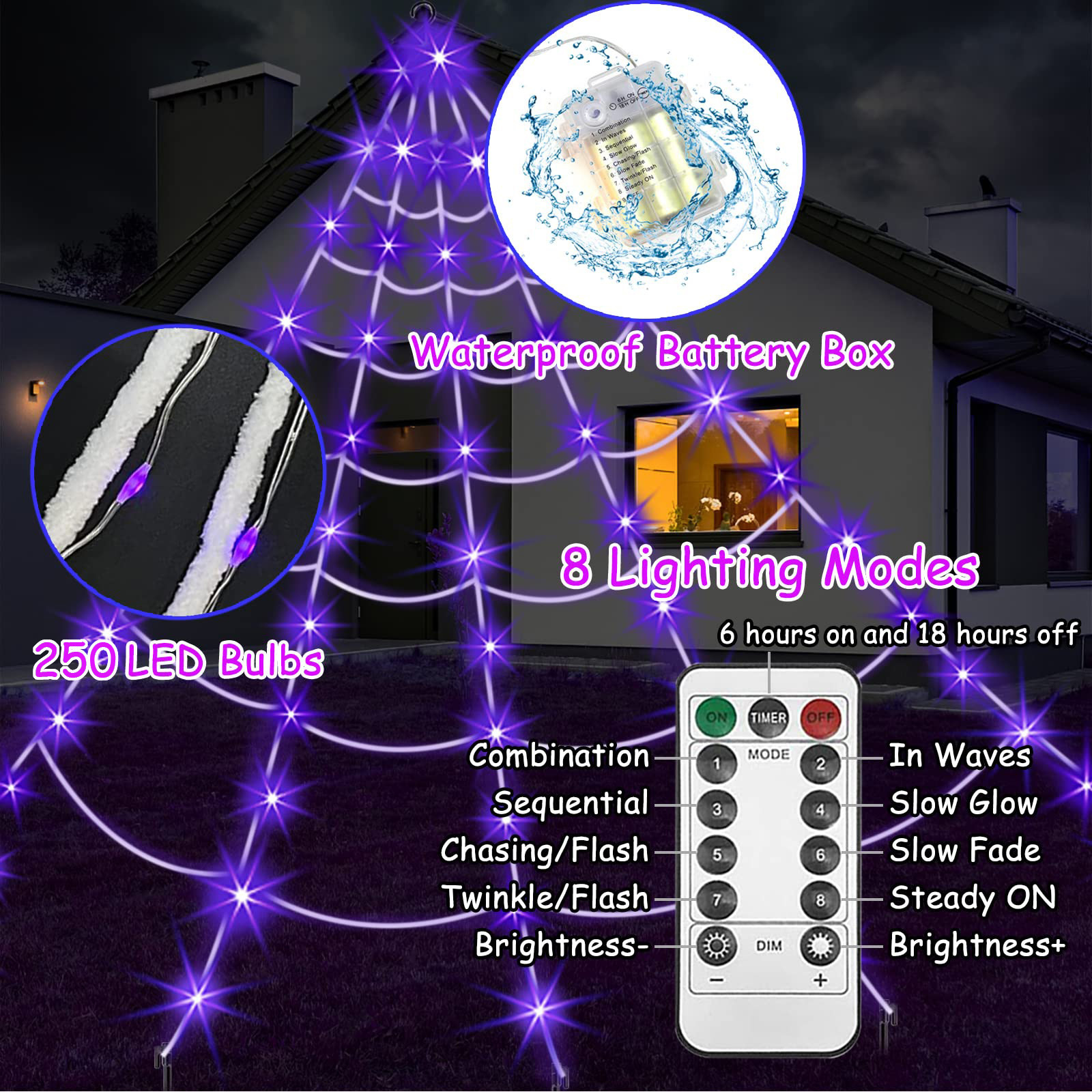 Halloween Spiderweb LED Triangle Light 2 Halloween Spiderweb LED Triangle Light - Image 2