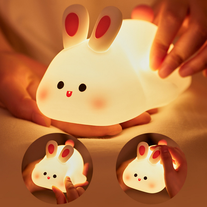 LED Night Light Touch Sensor Cartoon Kid's Nightlights Rabbit Face Silicone Night 2 LED Night Light Touch Sensor Cartoon Kid's Nightlights Rabbit Face Silicone Night - Image 2