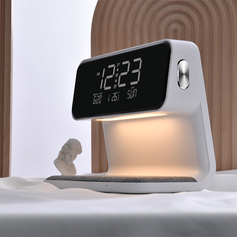 Creative 3 In 1 Bedside Lamp Wireless Charging LCD Screen Alarm Clock Wireless Phone Charger 8 Creative 3 In 1 Bedside Lamp Wireless Charging LCD Screen Alarm Clock Wireless Phone Charger - Image 8