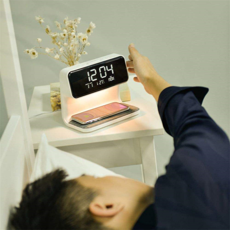 Creative 3 In 1 Bedside Lamp Wireless Charging LCD Screen Alarm Clock Wireless Phone Charger 2 Creative 3 In 1 Bedside Lamp Wireless Charging LCD Screen Alarm Clock Wireless Phone Charger - Image 2