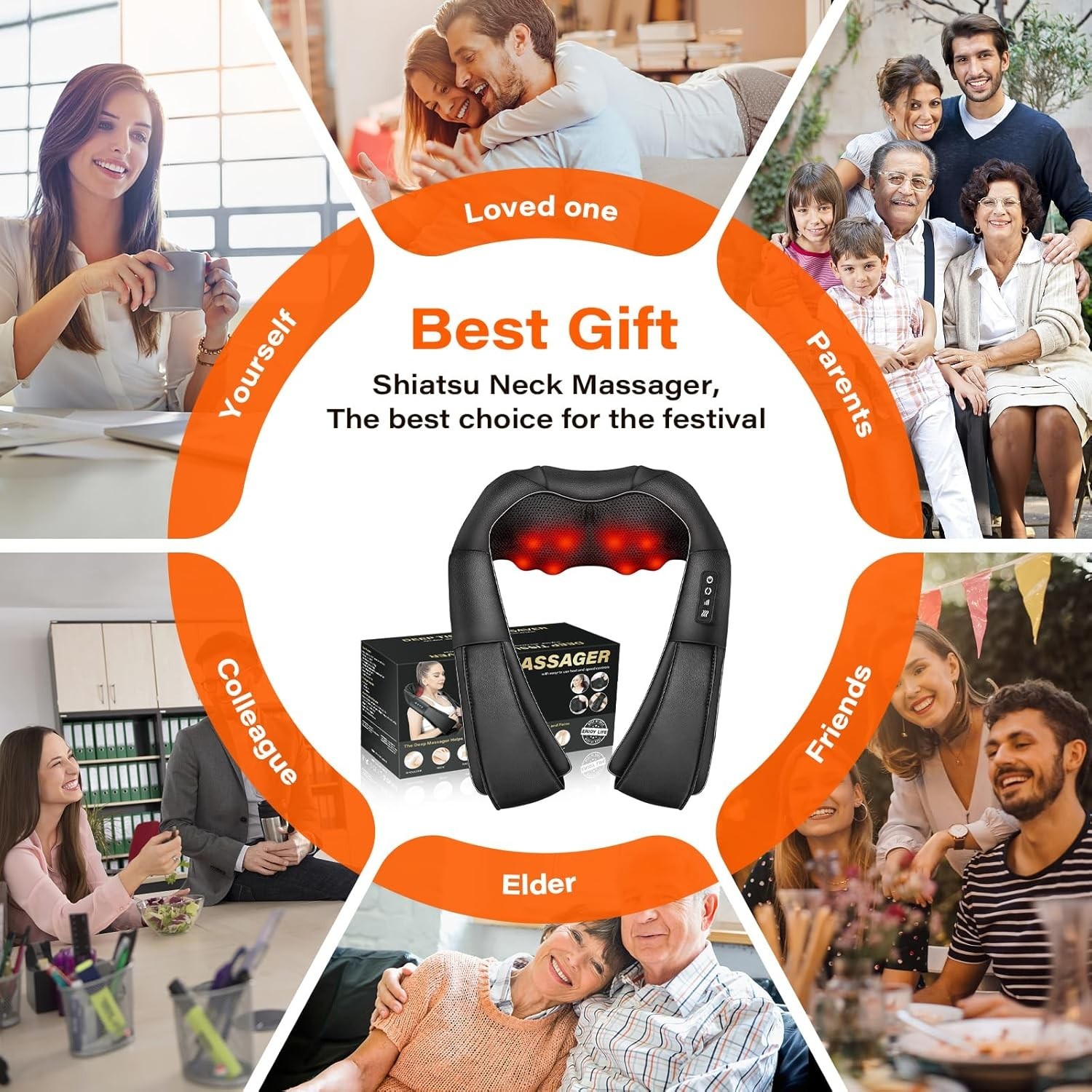 Neck Back Shoulder Massager With Heat & Kneading, Deep Tissue Massage 2 Neck Back Shoulder Massager With Heat & Kneading, Deep Tissue Massage - Image 2