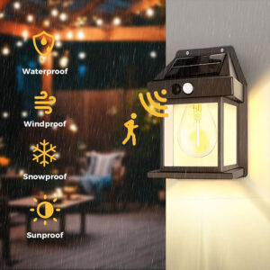 Solar Tungsten Wall Light With Motion Sensor IP65 Waterproof LED