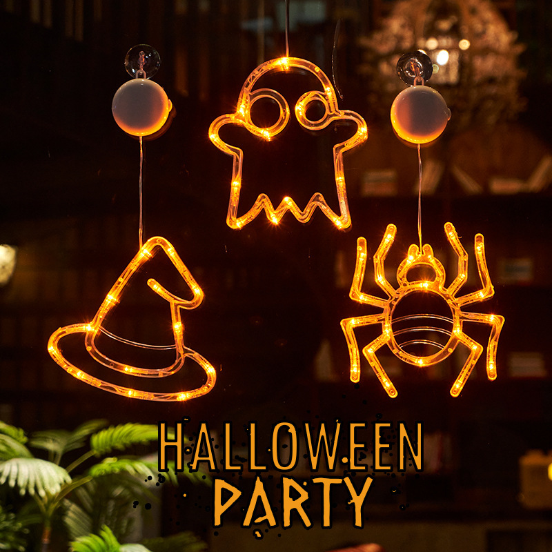Halloween Window Hanging LED Lights Spider Pumpkin Hanging Ghost 10 Halloween Window Hanging LED Lights Spider Pumpkin Hanging Ghost - Image 10
