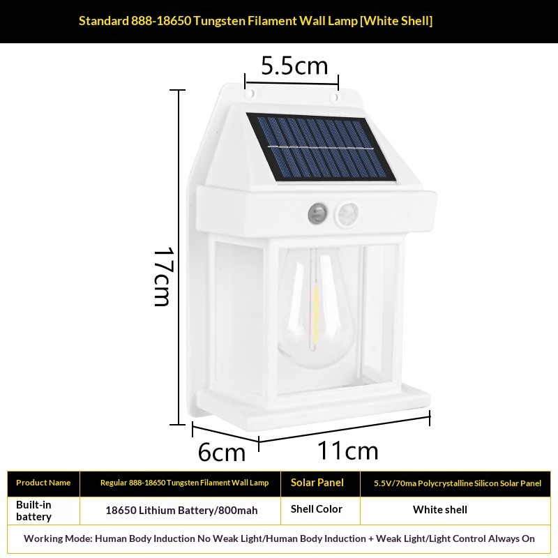 Solar Tungsten Wall Light With Motion Sensor IP65 Waterproof LED 5 Solar Tungsten Wall Light With Motion Sensor IP65 Waterproof LED - Image 5