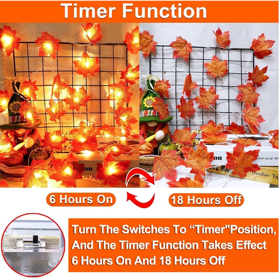 3 Pack Halloween Fall Decor 30Ft Fall Garland With Lights 60LED 8 3 Pack Halloween Fall Decor 30Ft Fall Garland With Lights 60LED - Image 8
