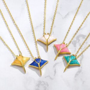 Women's Nautical Style Manta Ray Pendant Necklace