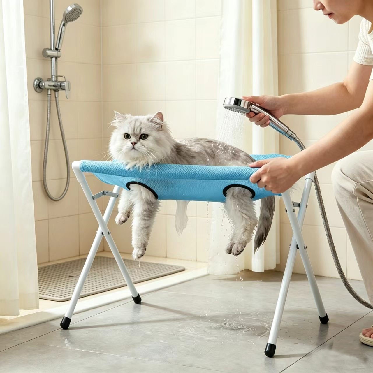 Foldable Pet Bathing Stand with Hammock - 6 Foldable Pet Bathing Stand with Hammock - - Image 6