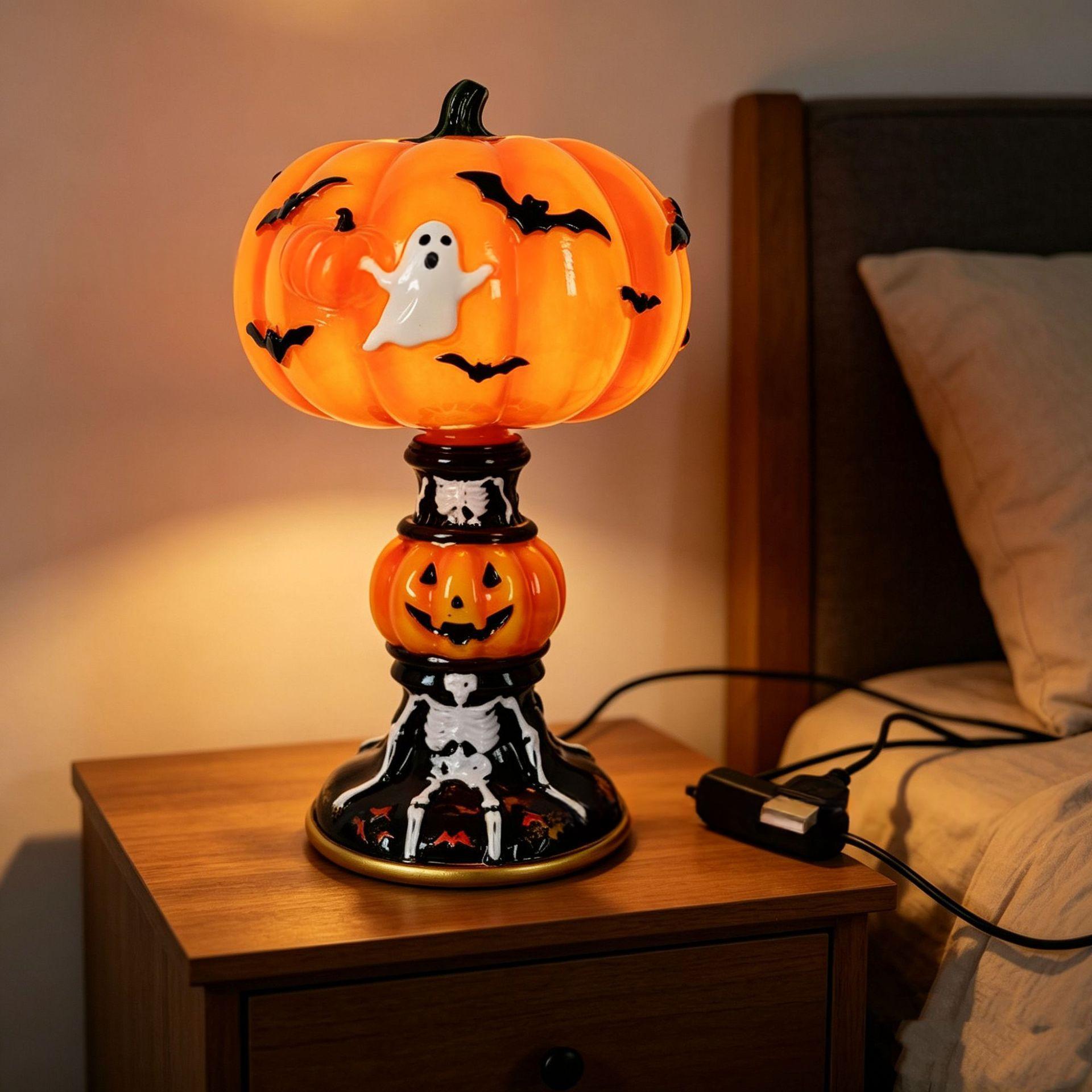 Handcrafted Resin Pumpkin Halloween Night Light USB Powered 3 Handcrafted Resin Pumpkin Halloween Night Light USB Powered - Image 3