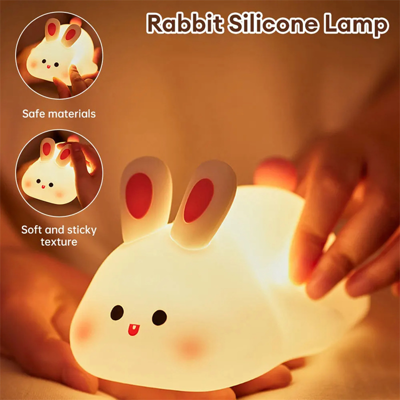 LED Night Light Touch Sensor Cartoon Kid's Nightlights Rabbit Face Silicone Night 5 LED Night Light Touch Sensor Cartoon Kid's Nightlights Rabbit Face Silicone Night - Image 5